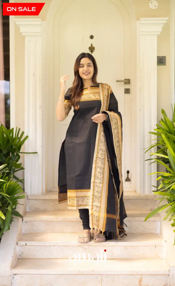 Meera Cotton Salwar Black shade and Cream tone Plus Size salwar